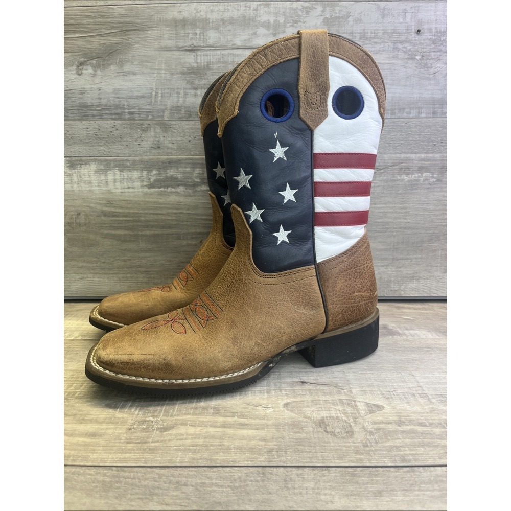 JB Dillon Patriotic Cowboy Boots Youth Sz 4.5 Americana